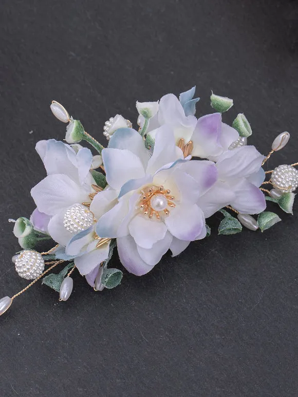 Chinese Style Lolita Accessories Lilac Pearls Chains Flowers Metal Accessory Miscellaneous