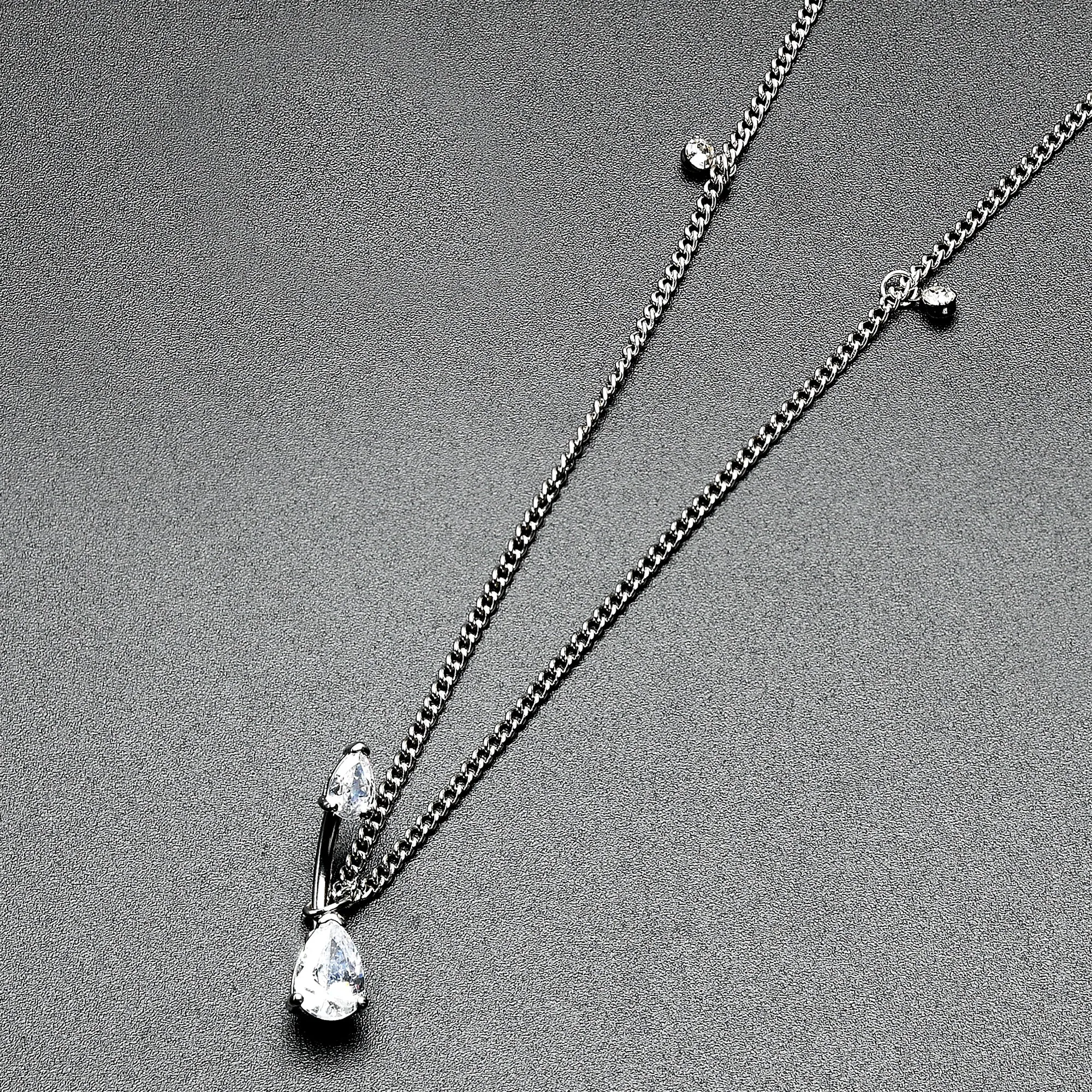 Clear Gem Double Drop Double Mount Belly Ring Belly Chain