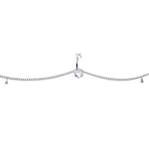 Clear Gem Double Heart Double Mount Belly Ring Belly Chain