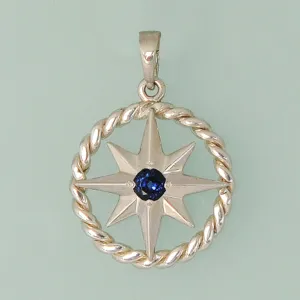 Compass Rose Grande Sterling Silver Rope Rim Pendant