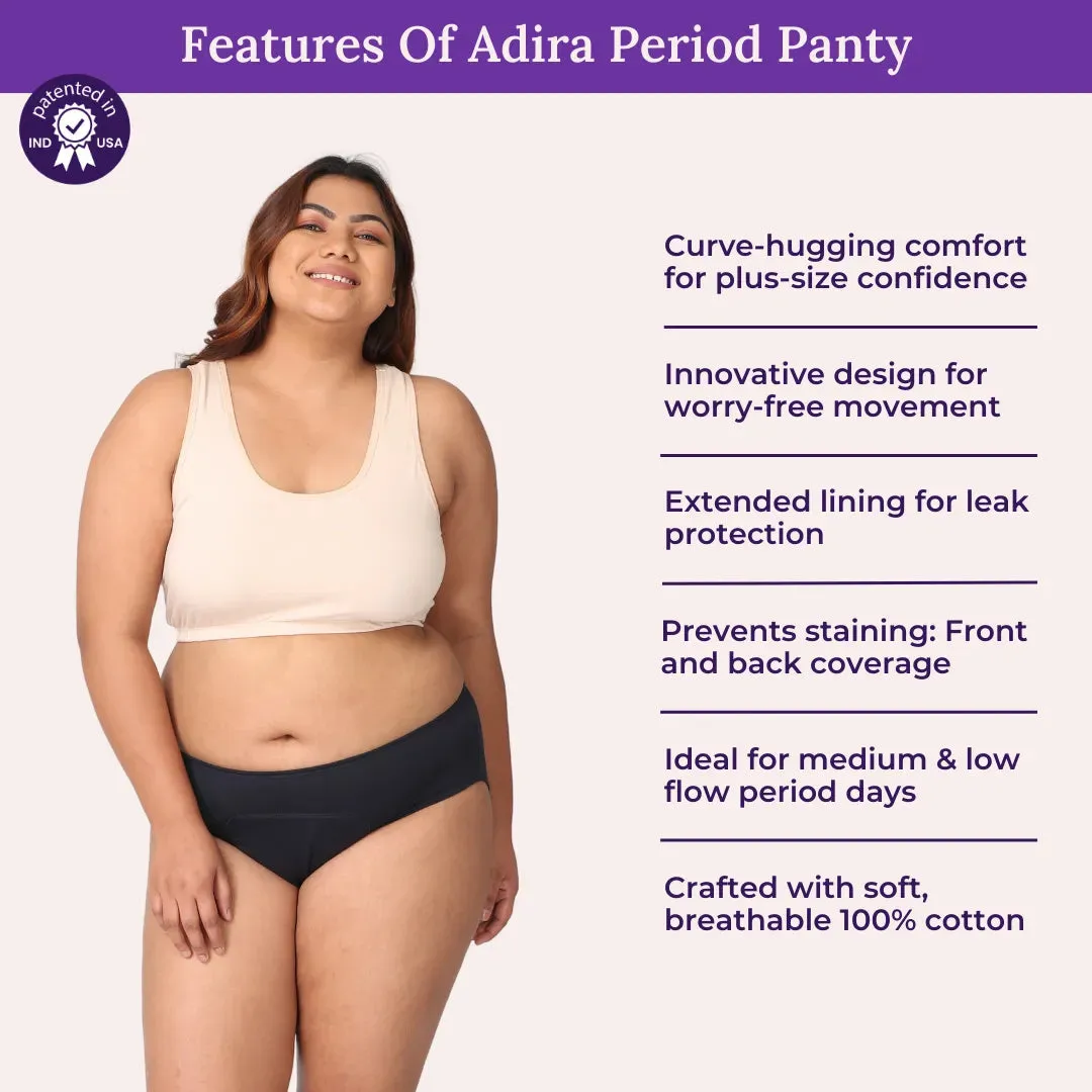 Curvy Women Period Panties For Stain Free Period | Hipster Fit | Leak Proof | Use with Pad For Hygiene | Prevents Front & Back Stains | 2 Pack