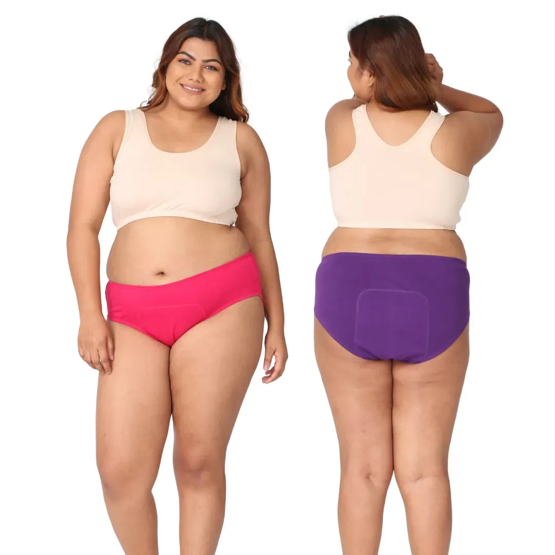 Curvy Women Period Panties For Stain Free Period | Hipster Fit | Leak Proof | Use with Pad For Hygiene | Prevents Front & Back Stains | 2 Pack