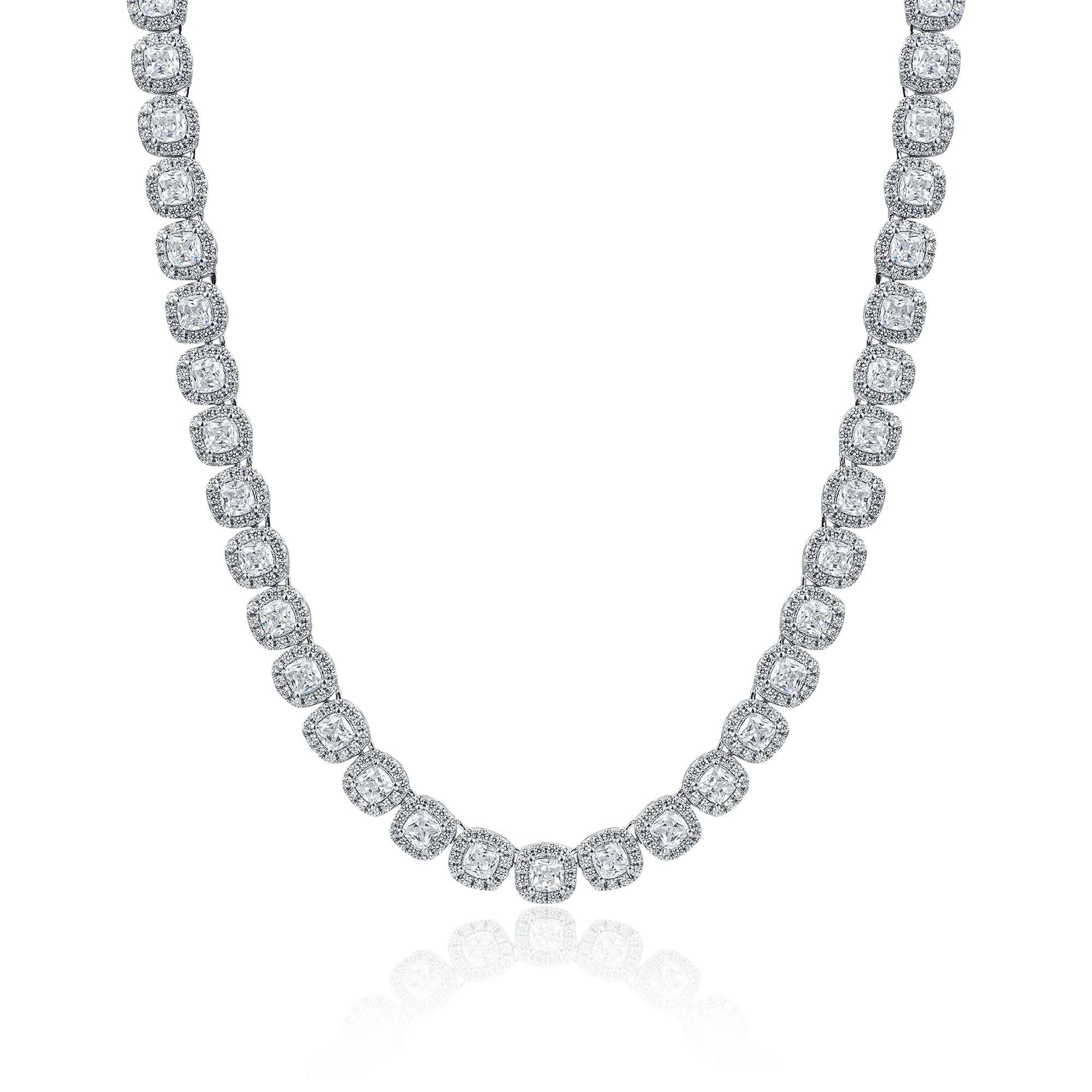 Cushion Cut Clustered Tennis Chain - 7mm