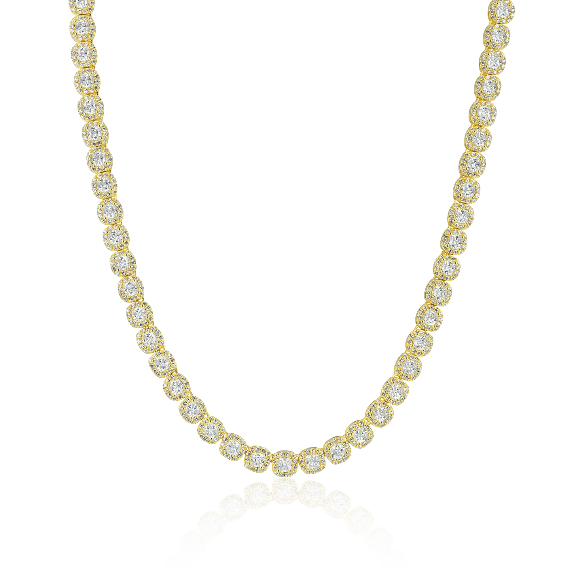 Cushion Cut Clustered Tennis Chain - 7mm