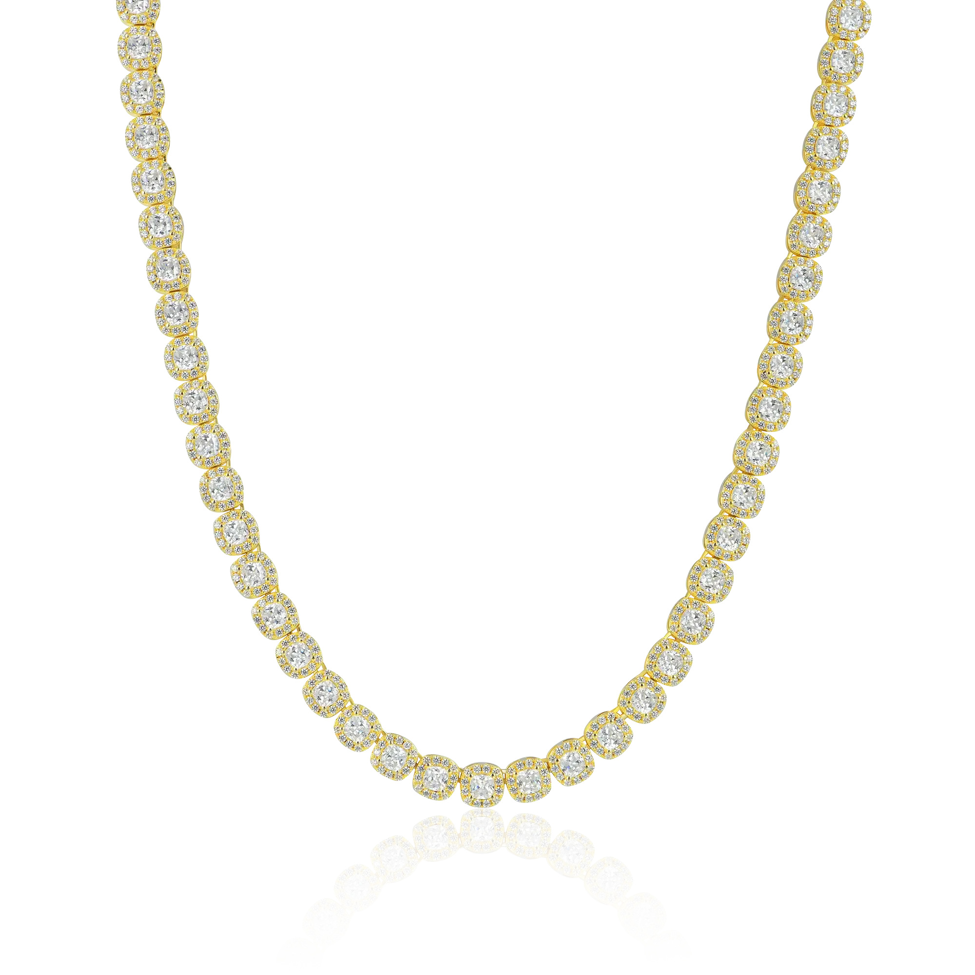 Cushion Cut Clustered Tennis Chain - 7mm