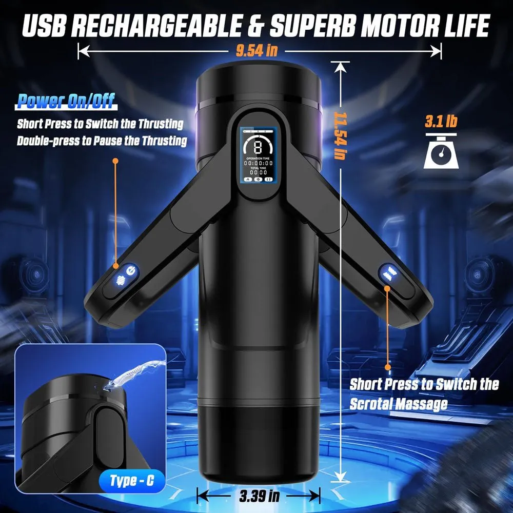CyberSkin The Wing - Thrusting Auto Masturbator with Heater - Black