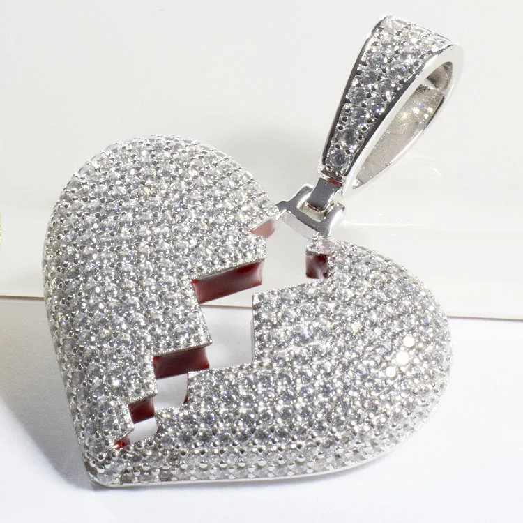 CZ Heart Charm Pendant - Gold or Silver