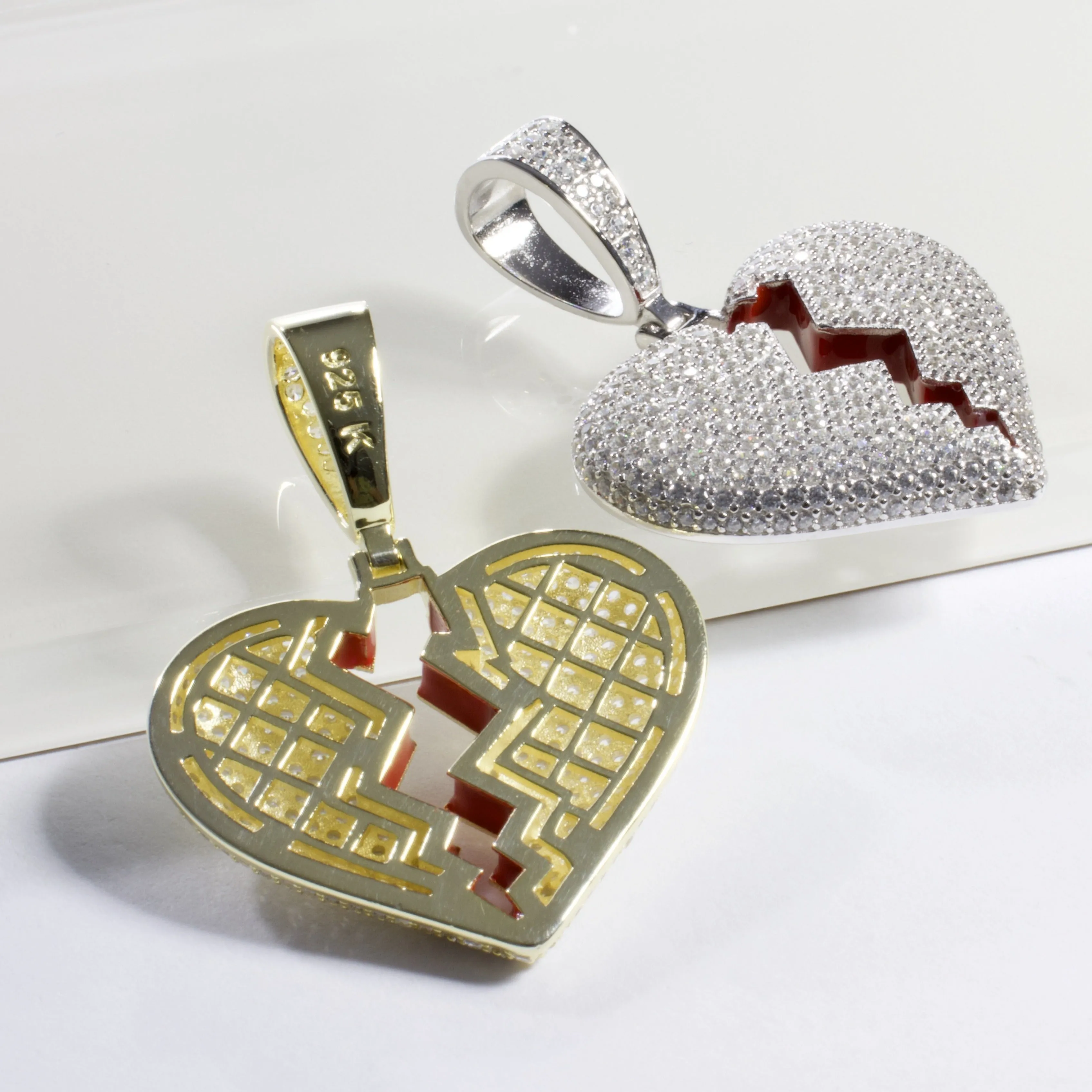 CZ Heart Charm Pendant - Gold or Silver