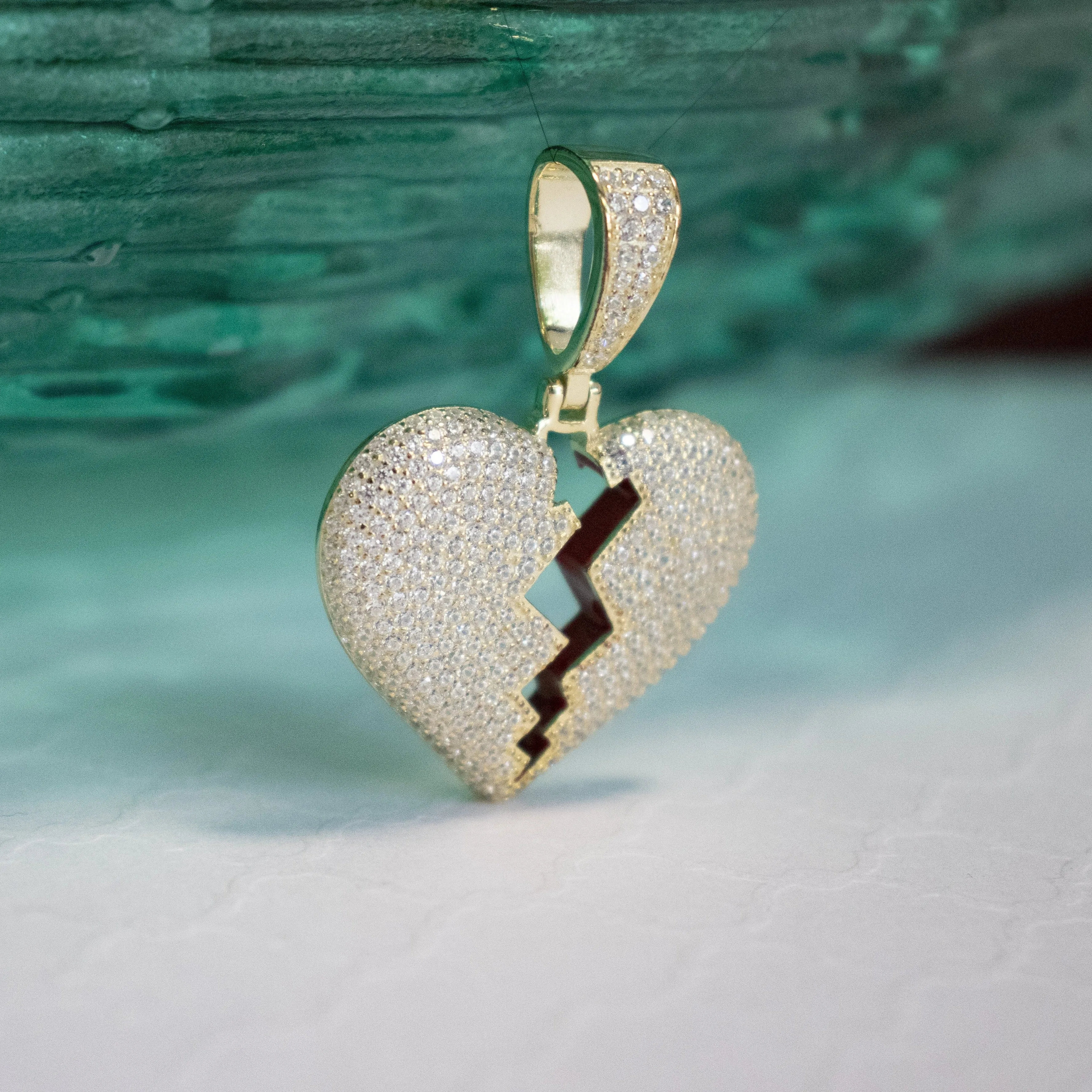 CZ Heart Charm Pendant - Gold or Silver