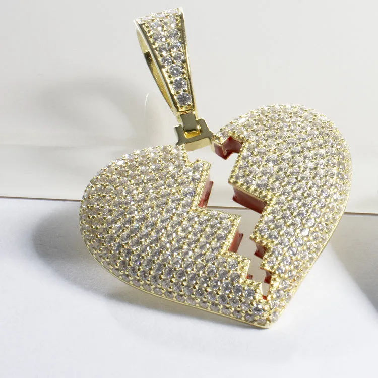 CZ Heart Charm Pendant - Gold or Silver