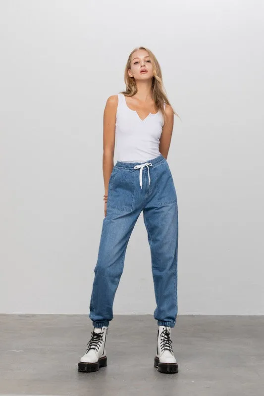 Denim Jogger Pants