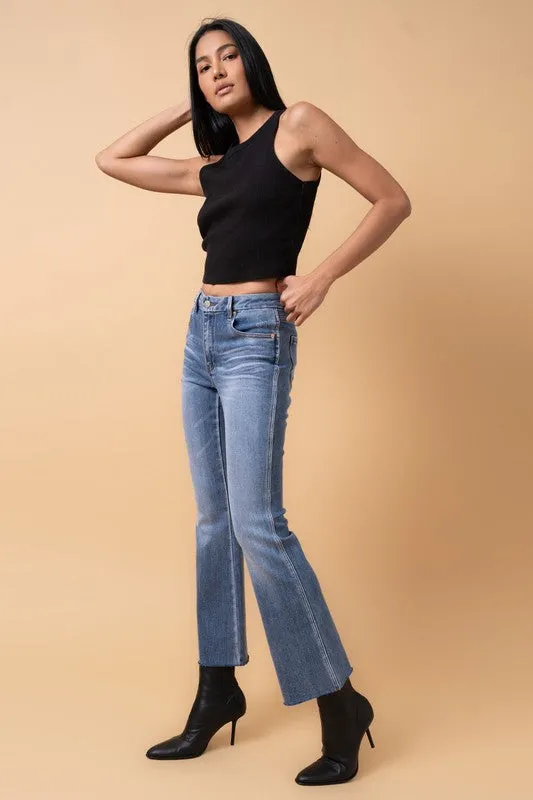 Denim Lab USA MID RISE CROP FLARE JEANS