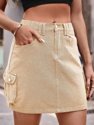 Denim Mini Skirt with Pockets (3 Colors)