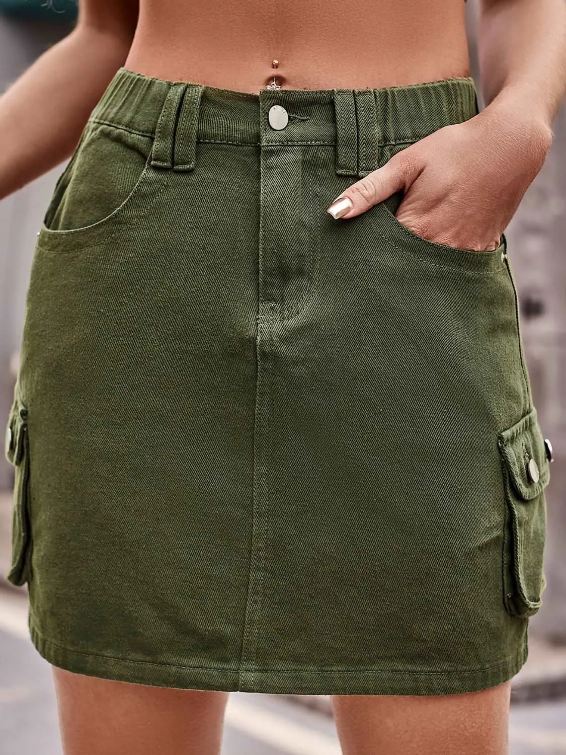 Denim Mini Skirt with Pockets (3 Colors)
