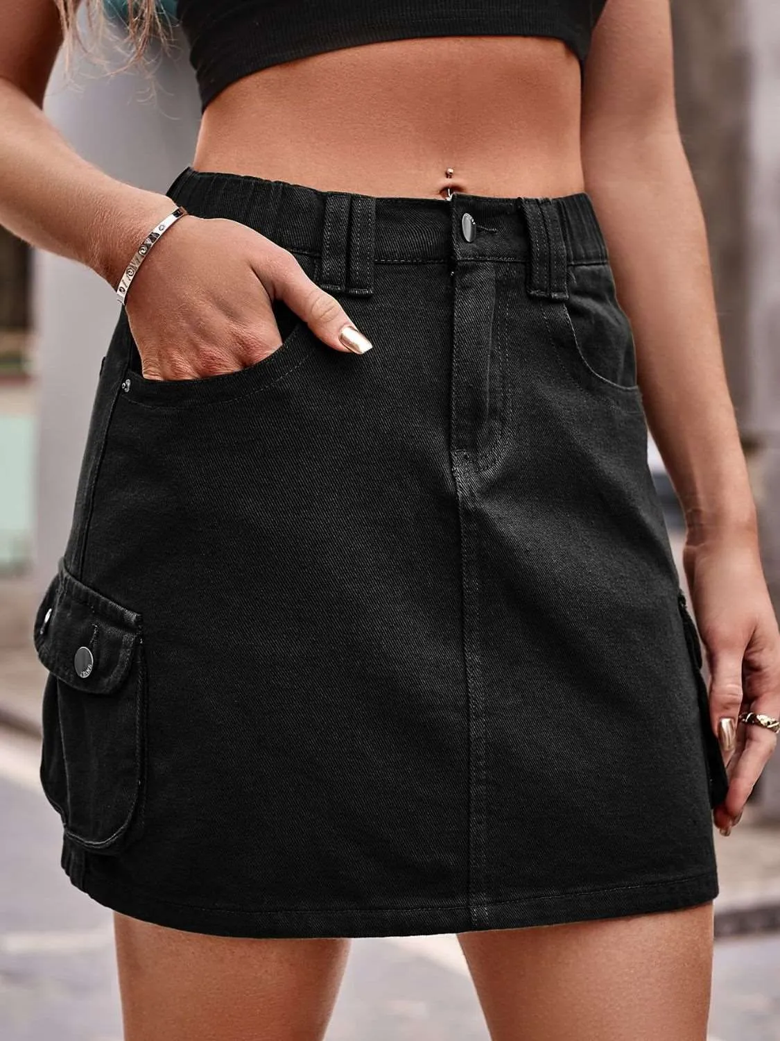 Denim Mini Skirt with Pockets (3 Colors)