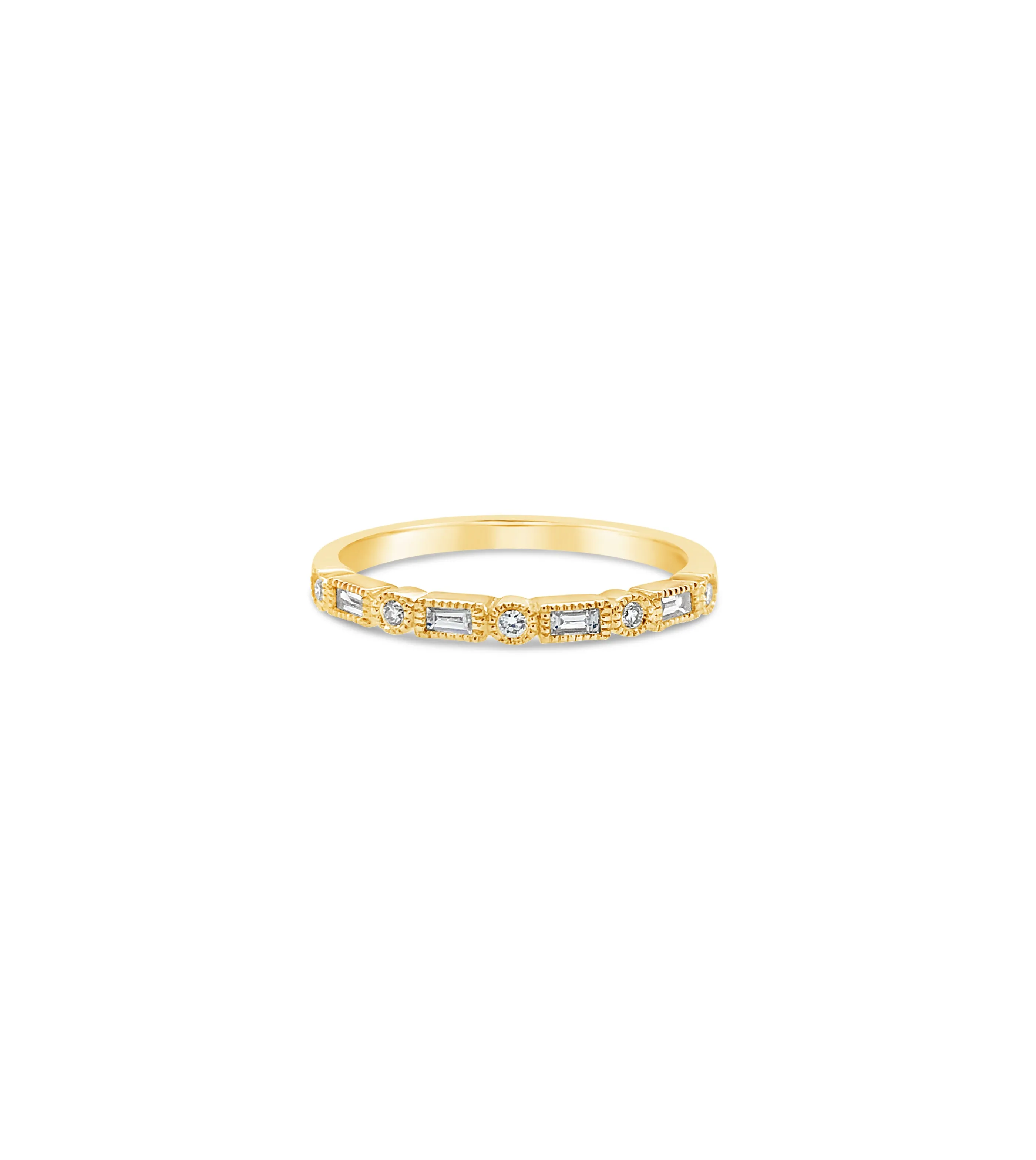 Diamond Baguette & Round Bezel Band