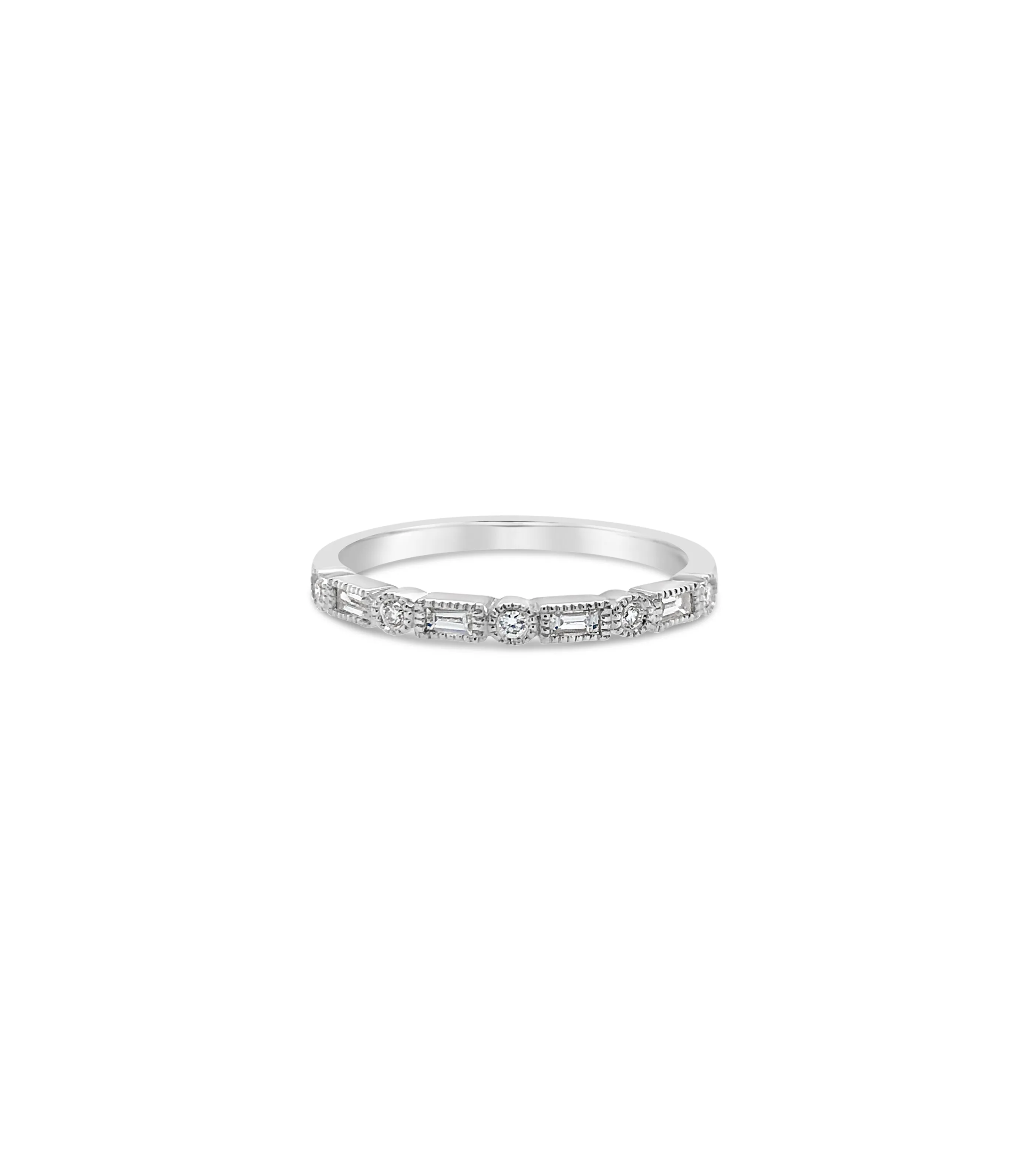 Diamond Baguette & Round Bezel Band
