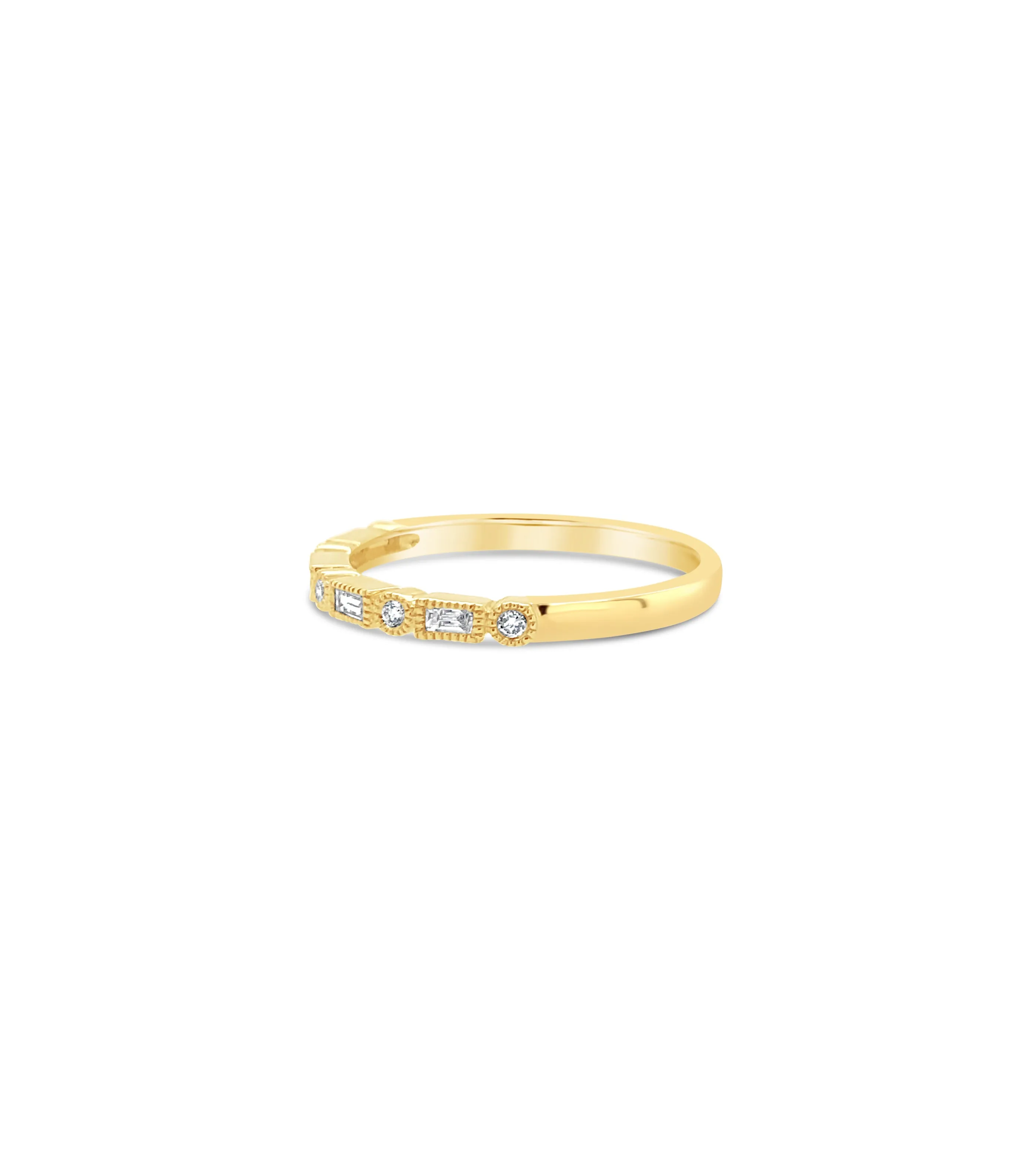Diamond Baguette & Round Bezel Band
