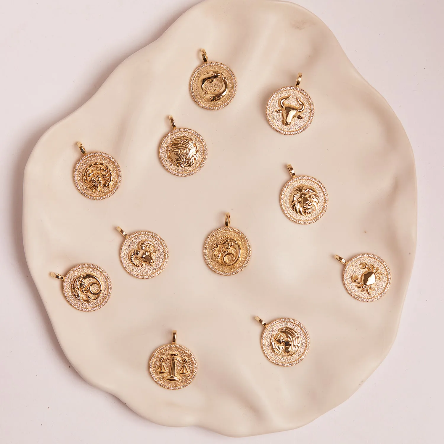 Diamond Zodiac Coin Medallion Charm