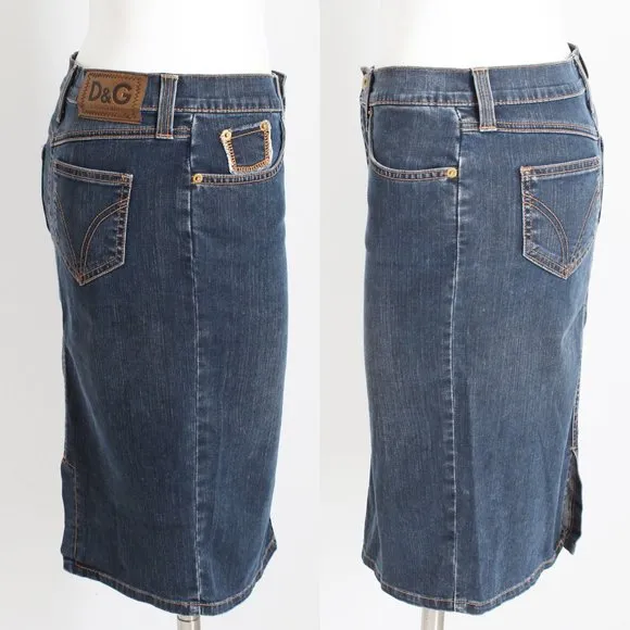 Dolce &amp; Gabbana Skirt Denim 5 Pocket Pencil Casual D&amp;G Size 40