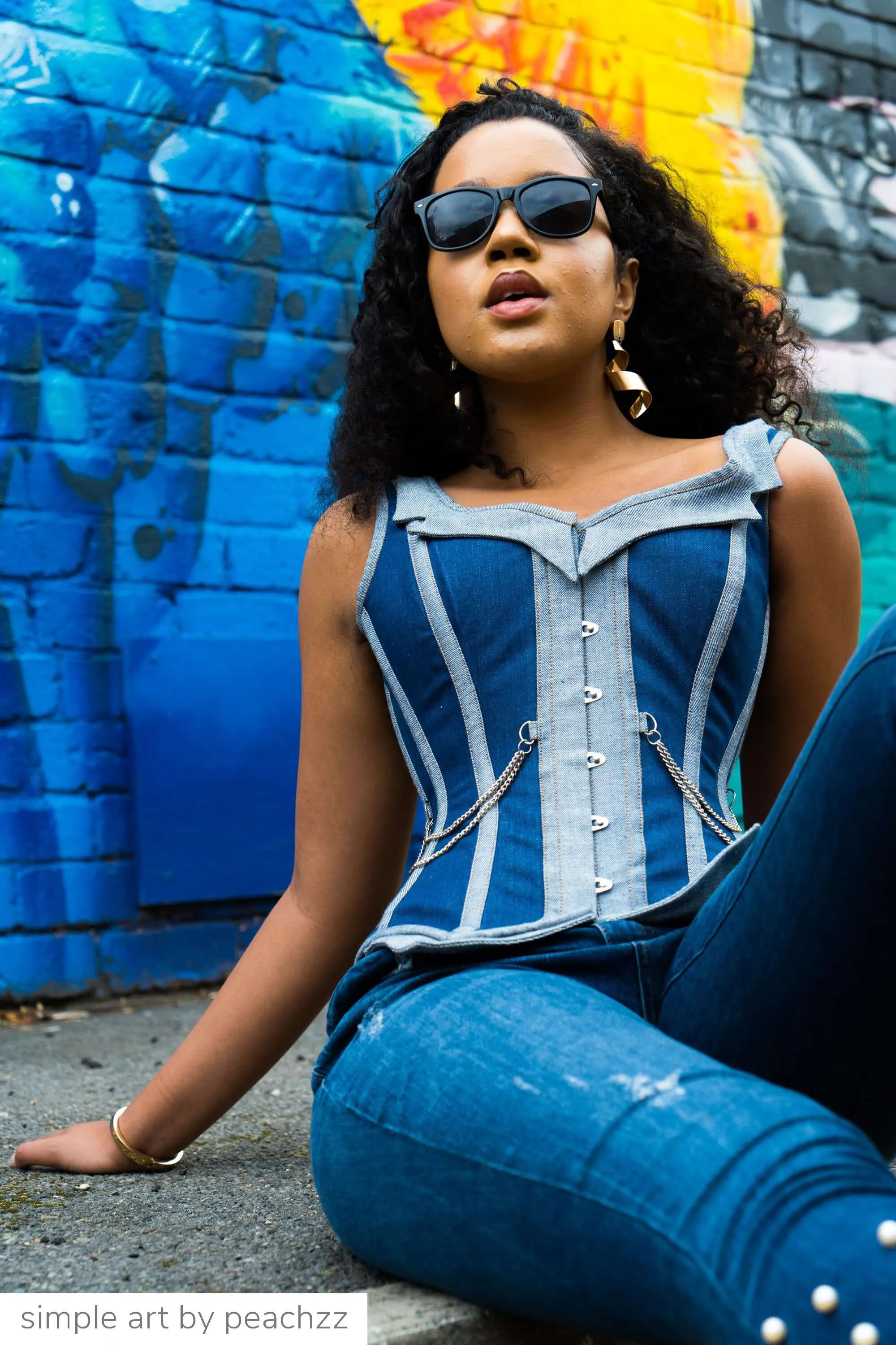 Double Denim WaistCoat Corset