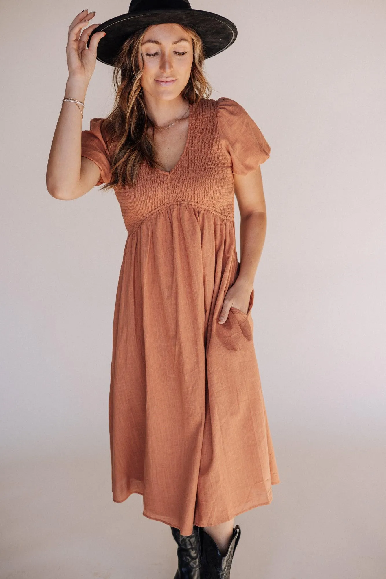 Emma Smocking Midi Dress