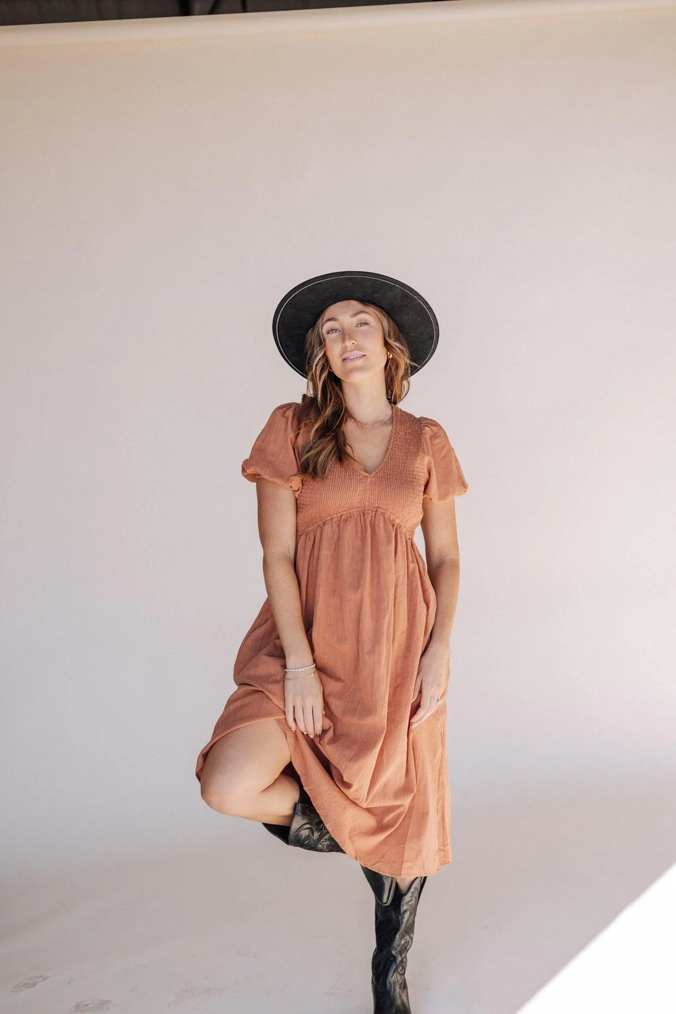Emma Smocking Midi Dress