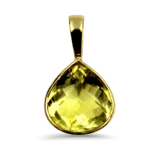Estate 18k Yellow Gold Green Citrine Pendant