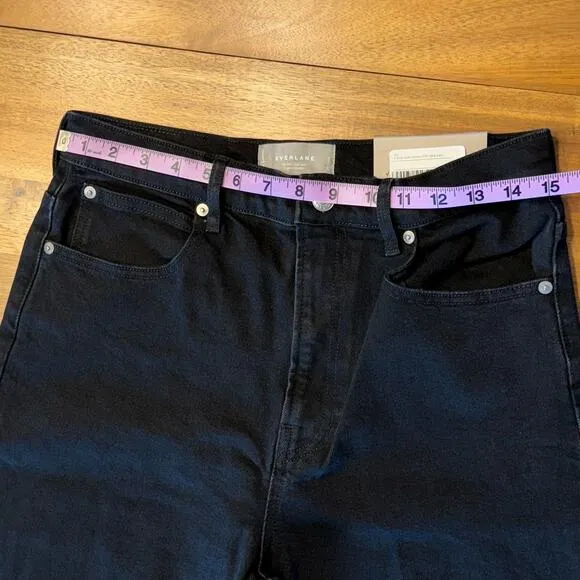 Everlane The Way High Jean Organic Cotton Straight Raw Hem Black 29 Crop
