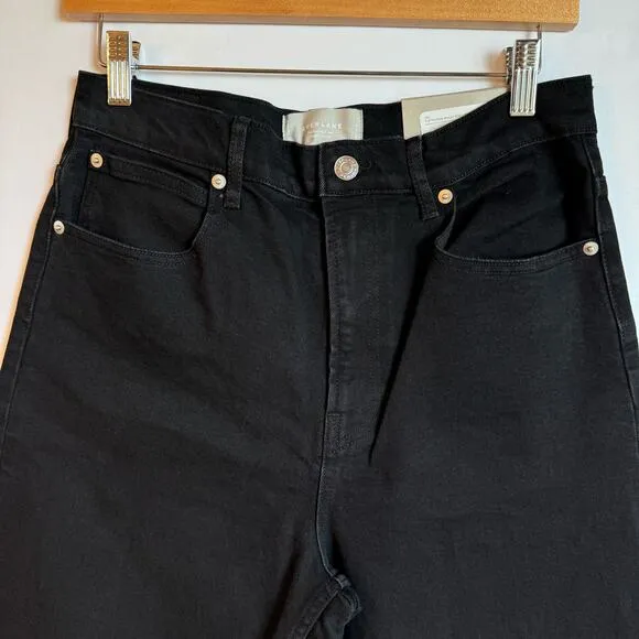 Everlane The Way High Jean Organic Cotton Straight Raw Hem Black 29 Crop