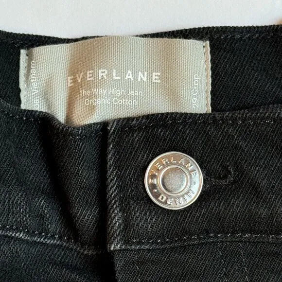 Everlane The Way High Jean Organic Cotton Straight Raw Hem Black 29 Crop