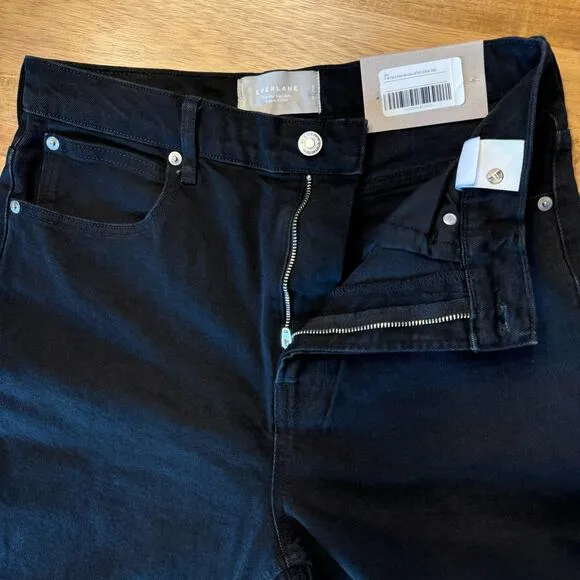 Everlane The Way High Jean Organic Cotton Straight Raw Hem Black 29 Crop