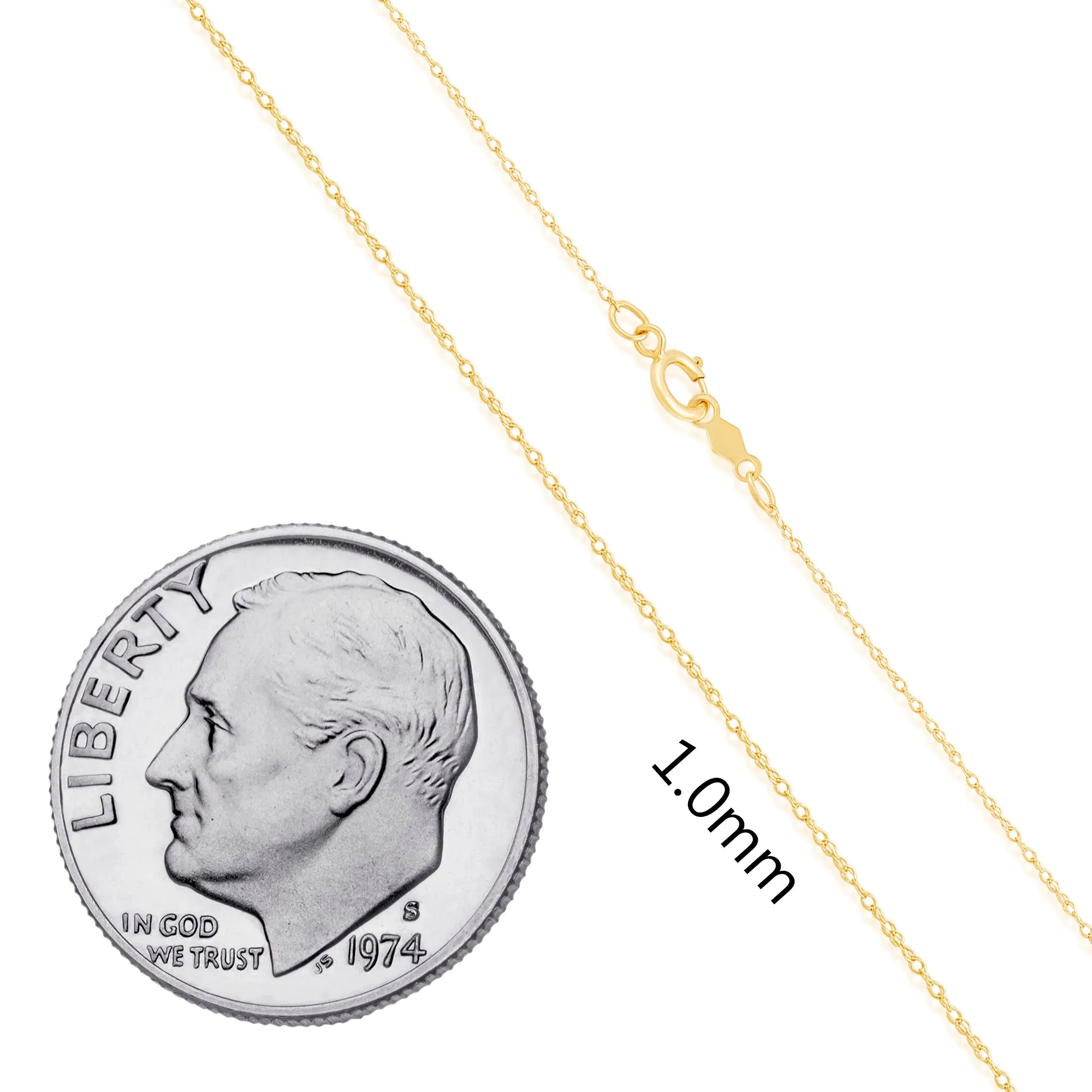 Everyday Elegance 14K Yellow Gold Rope Chain Necklace with Spring-ring Clasp |18" Inch Length | 0.8 mm Thick | With Gift Box
