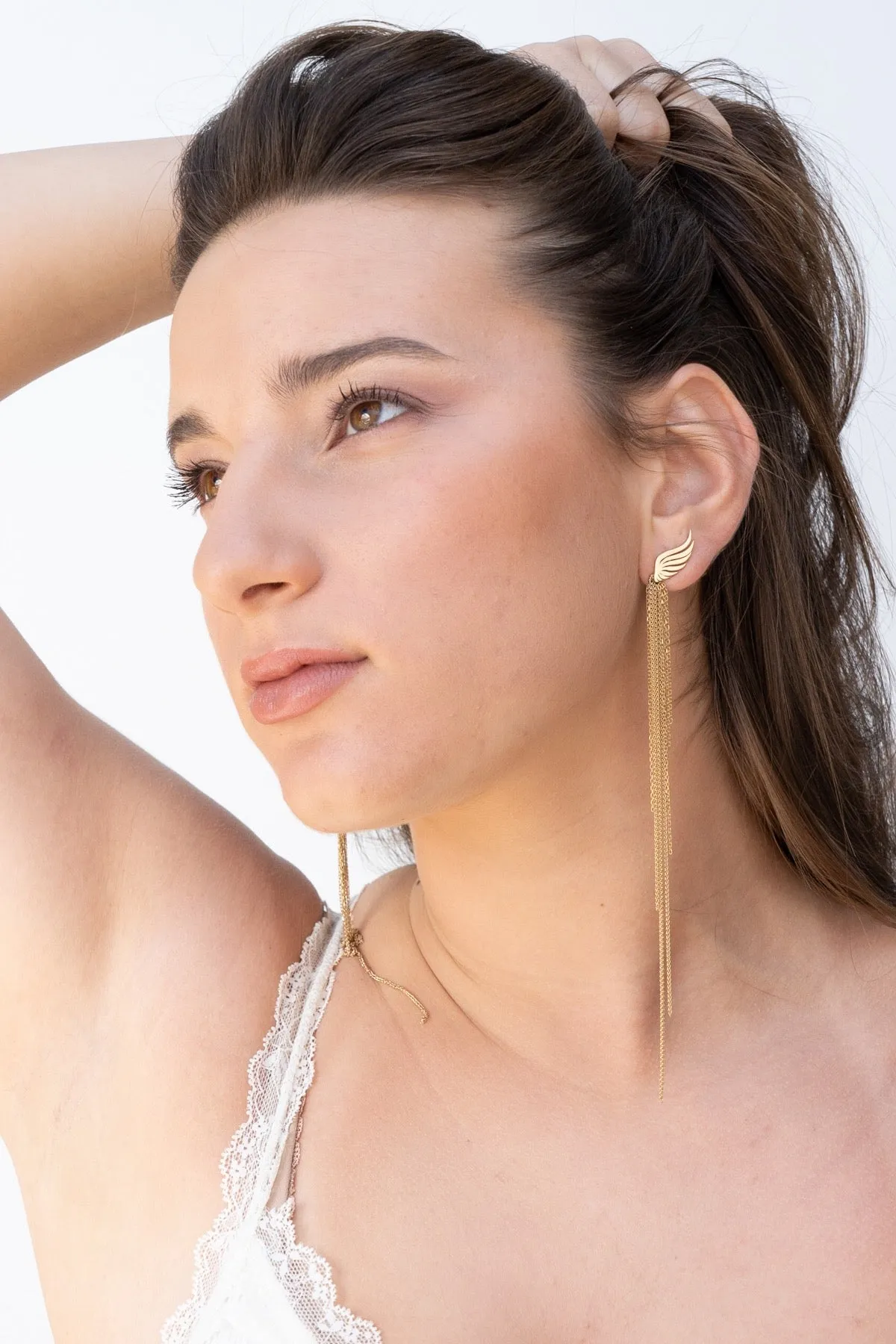 EVITA wings of love earrings with dangling chains