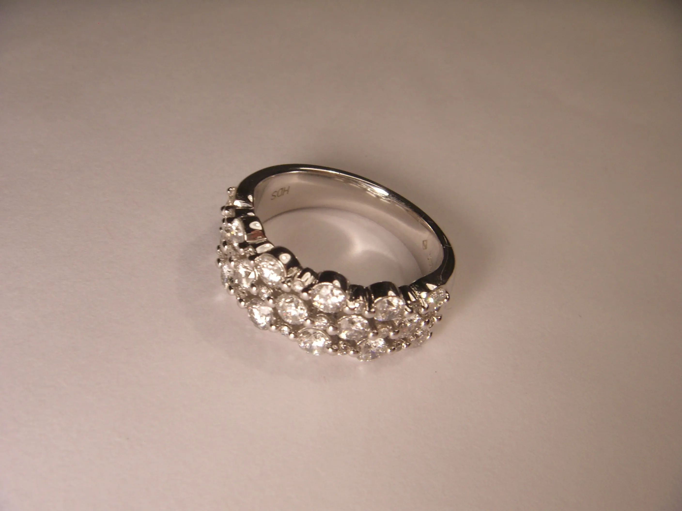 Fabulous 14K White Gold 3-Row Diamond Wedding Band Ring