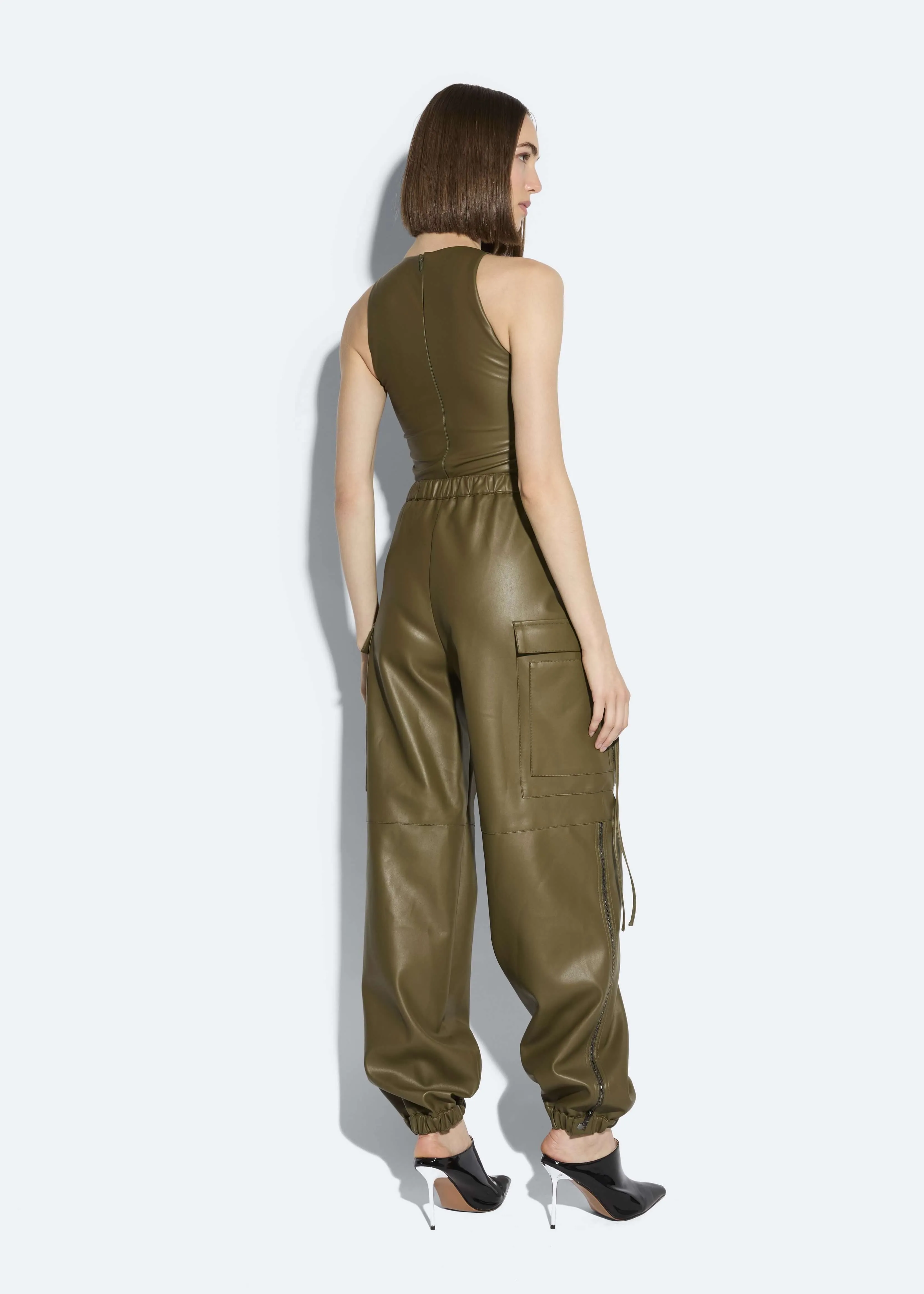 Faux Leather Utility Jogger Pant