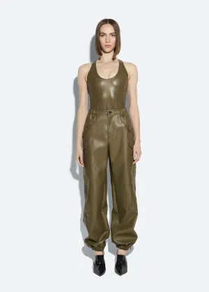 Faux Leather Utility Jogger Pant