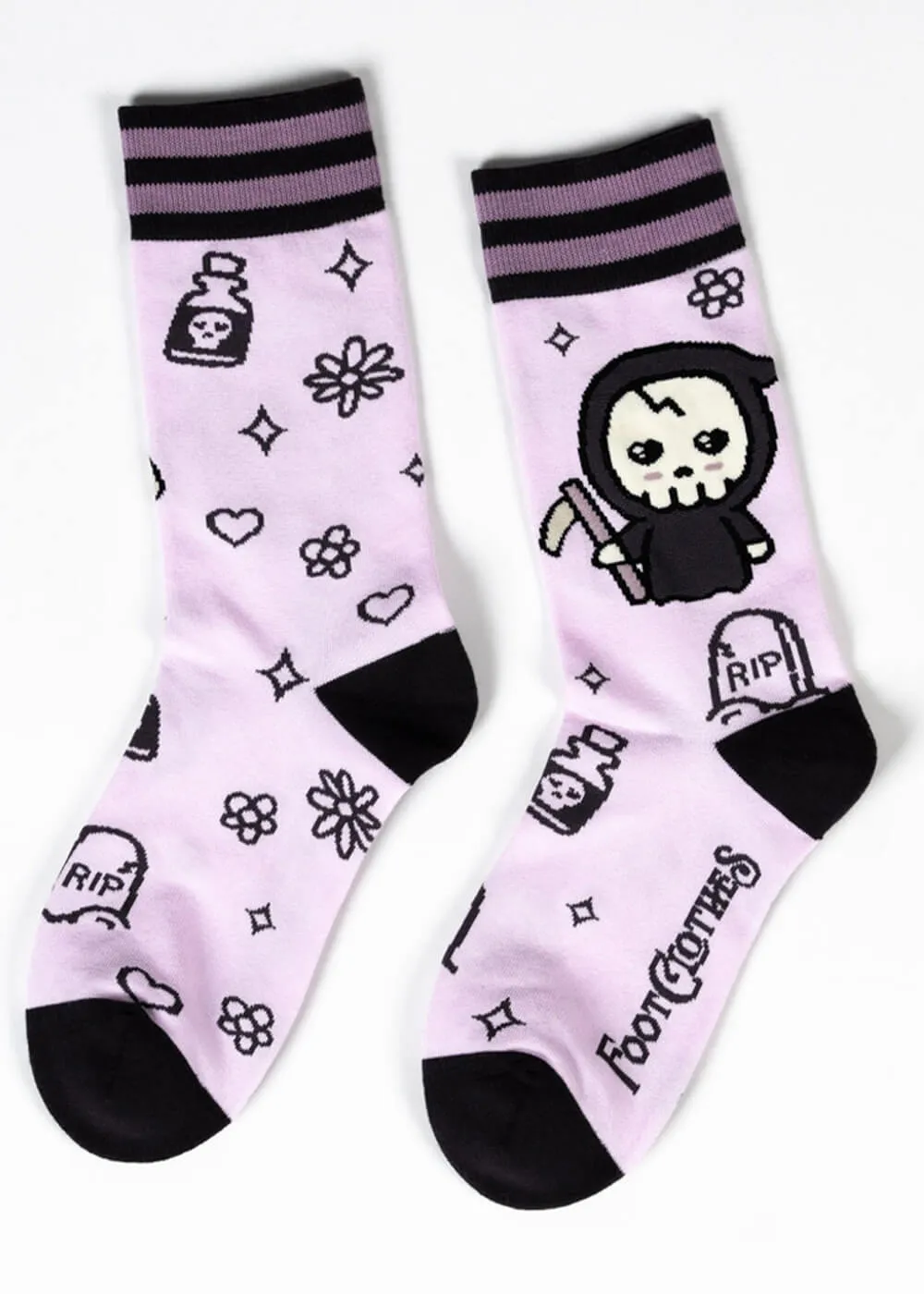 FootClothes Pastel Goth Grim Reaper Socks Pink