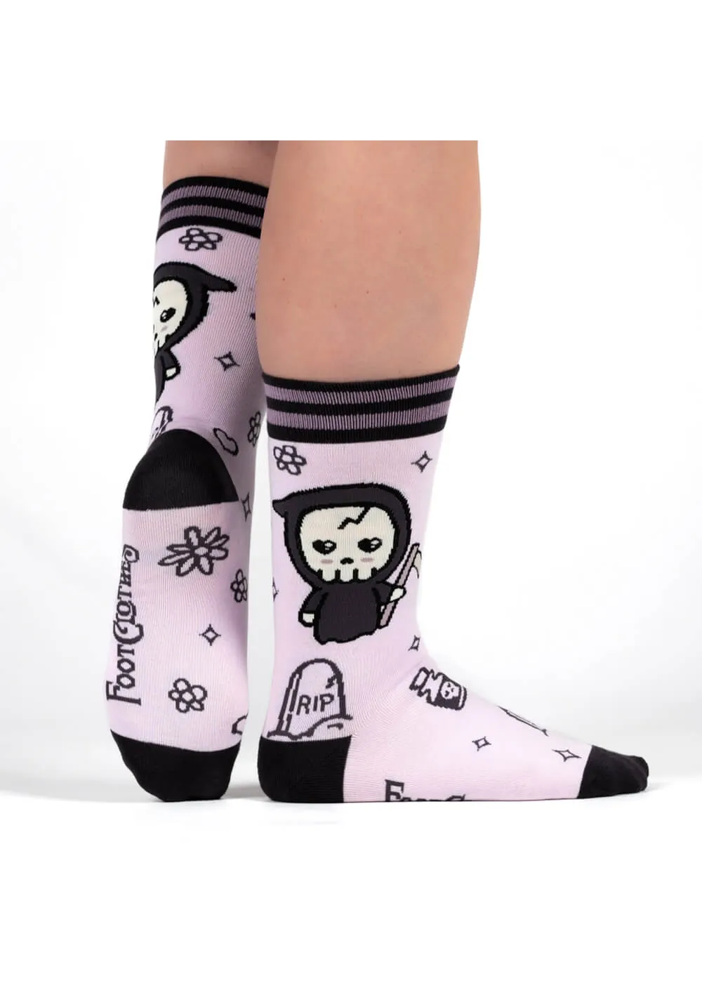 FootClothes Pastel Goth Grim Reaper Socks Pink