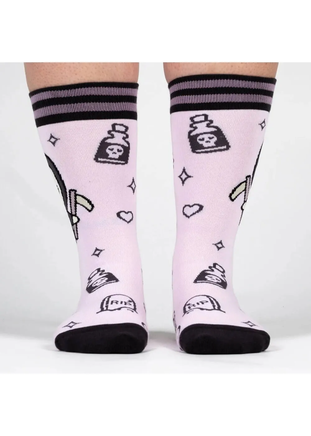 FootClothes Pastel Goth Grim Reaper Socks Pink