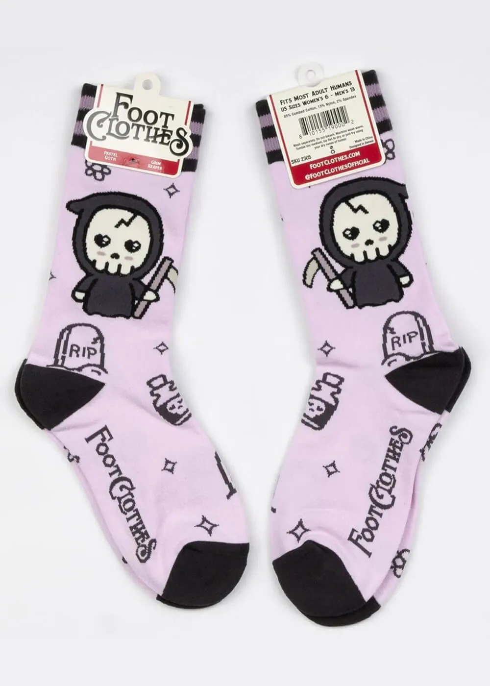 FootClothes Pastel Goth Grim Reaper Socks Pink