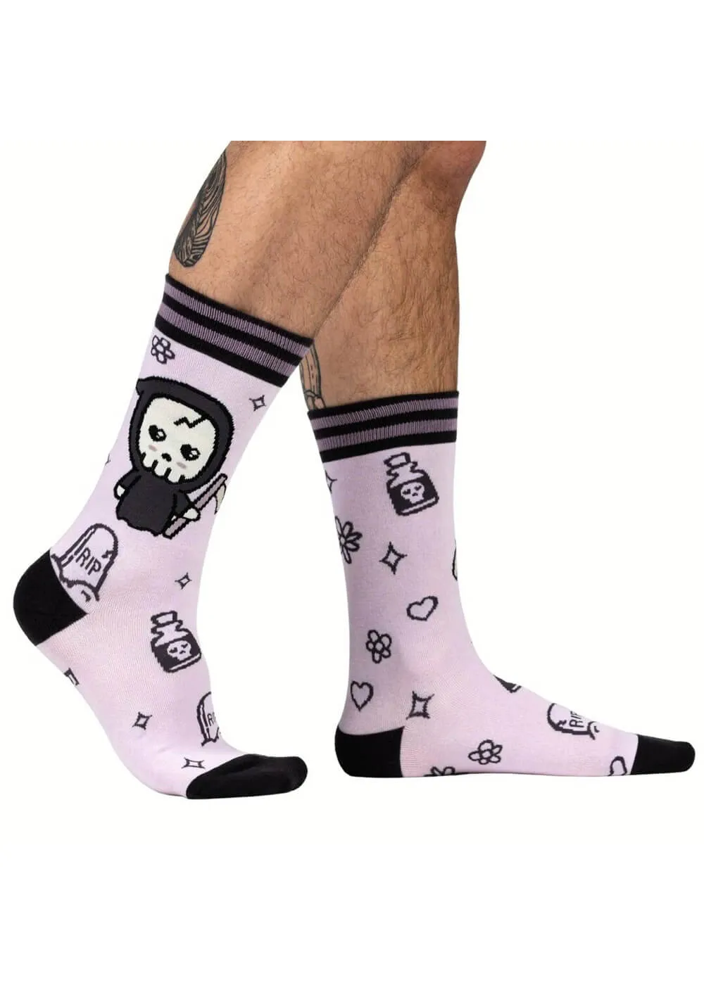FootClothes Pastel Goth Grim Reaper Socks Pink