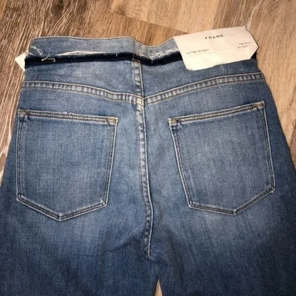 Frame Le High Straight Tie Waist Raw Hem Jeans Size 25 NWOT