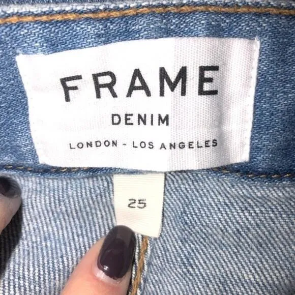 Frame Le High Straight Tie Waist Raw Hem Jeans Size 25 NWOT