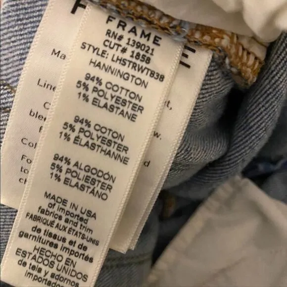 Frame Le High Straight Tie Waist Raw Hem Jeans Size 25 NWOT