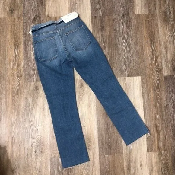 Frame Le High Straight Tie Waist Raw Hem Jeans Size 25 NWOT