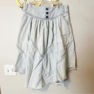 Free People denim cotton uneven hem and calf length skirt