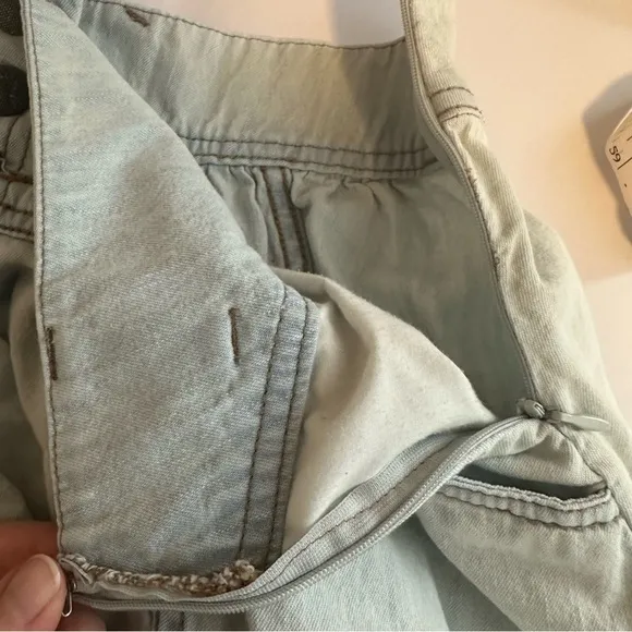 Free People denim cotton uneven hem and calf length skirt
