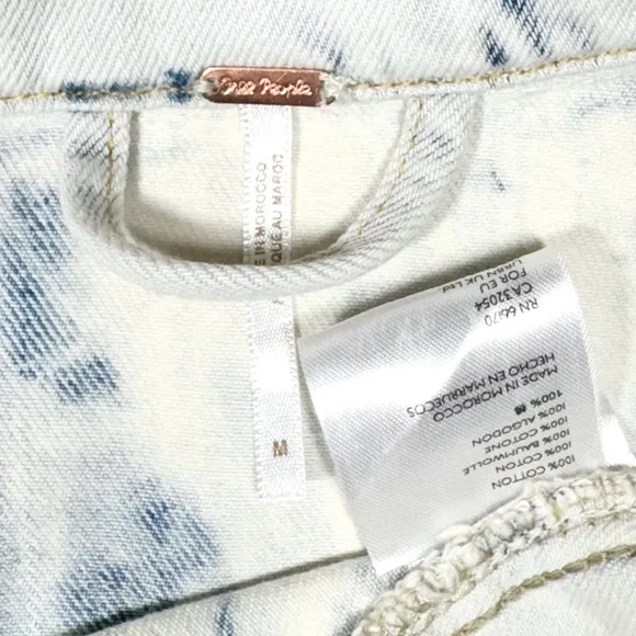 Free People Tie Dye Bleach Washed Buttondown Long Sleeve Denim Jean Jacket M