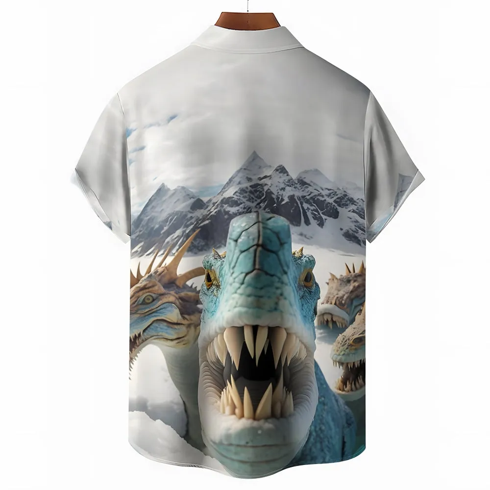 Fun Animal Selfie Print Casual Oversized Short Sleeve Shirt 2406002093